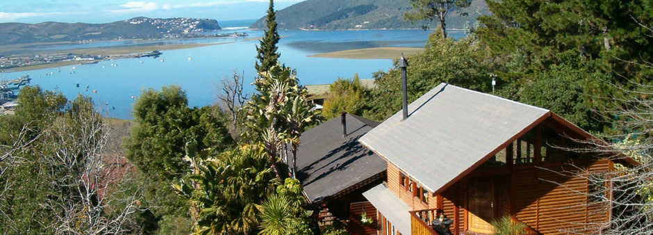 Accommodation in Knysna � the view onto the lagoon from Zauberberg Cottage